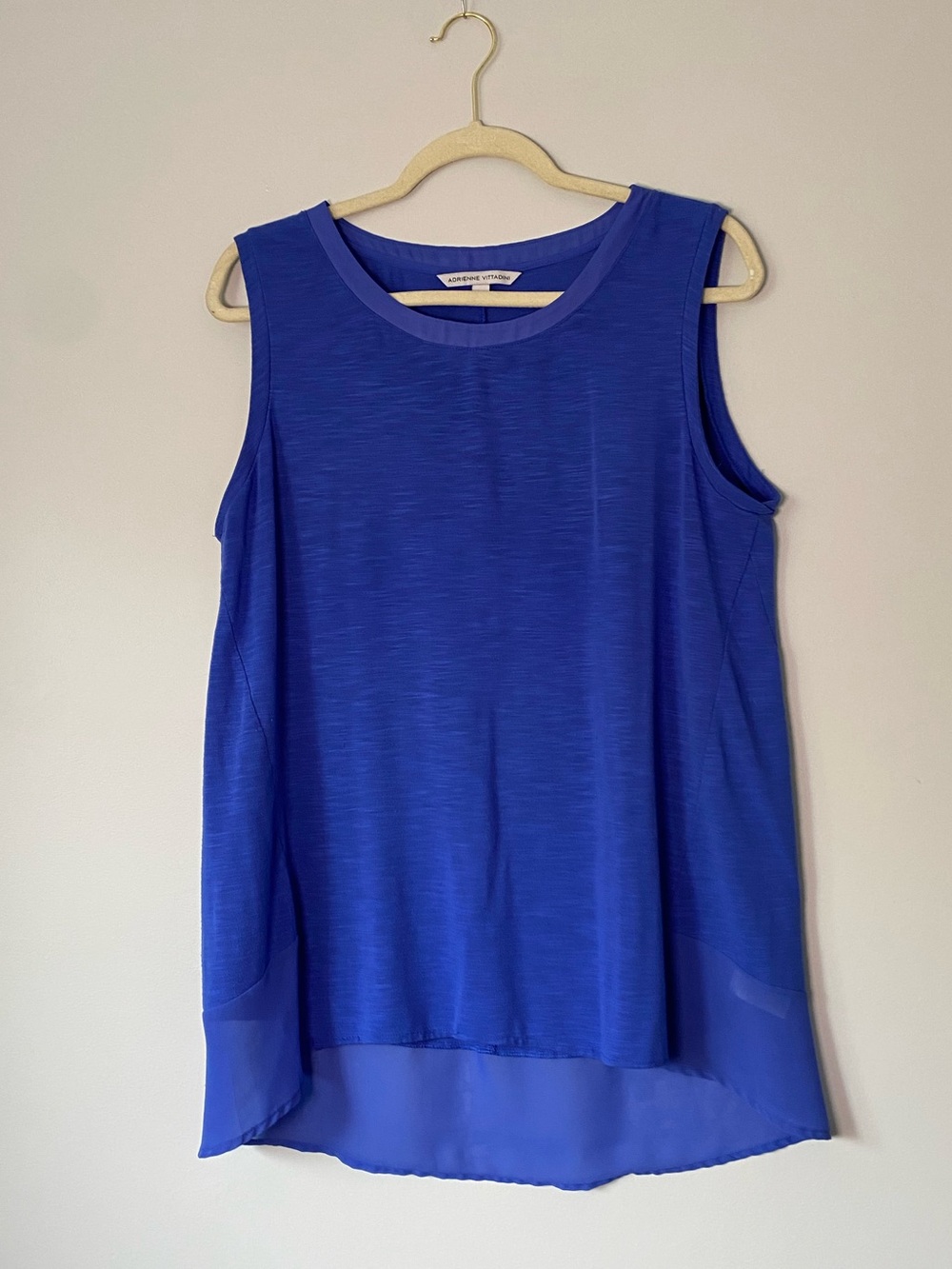 Adrienne Vittadini True Blue Chiffon-Trim Blouse Size L